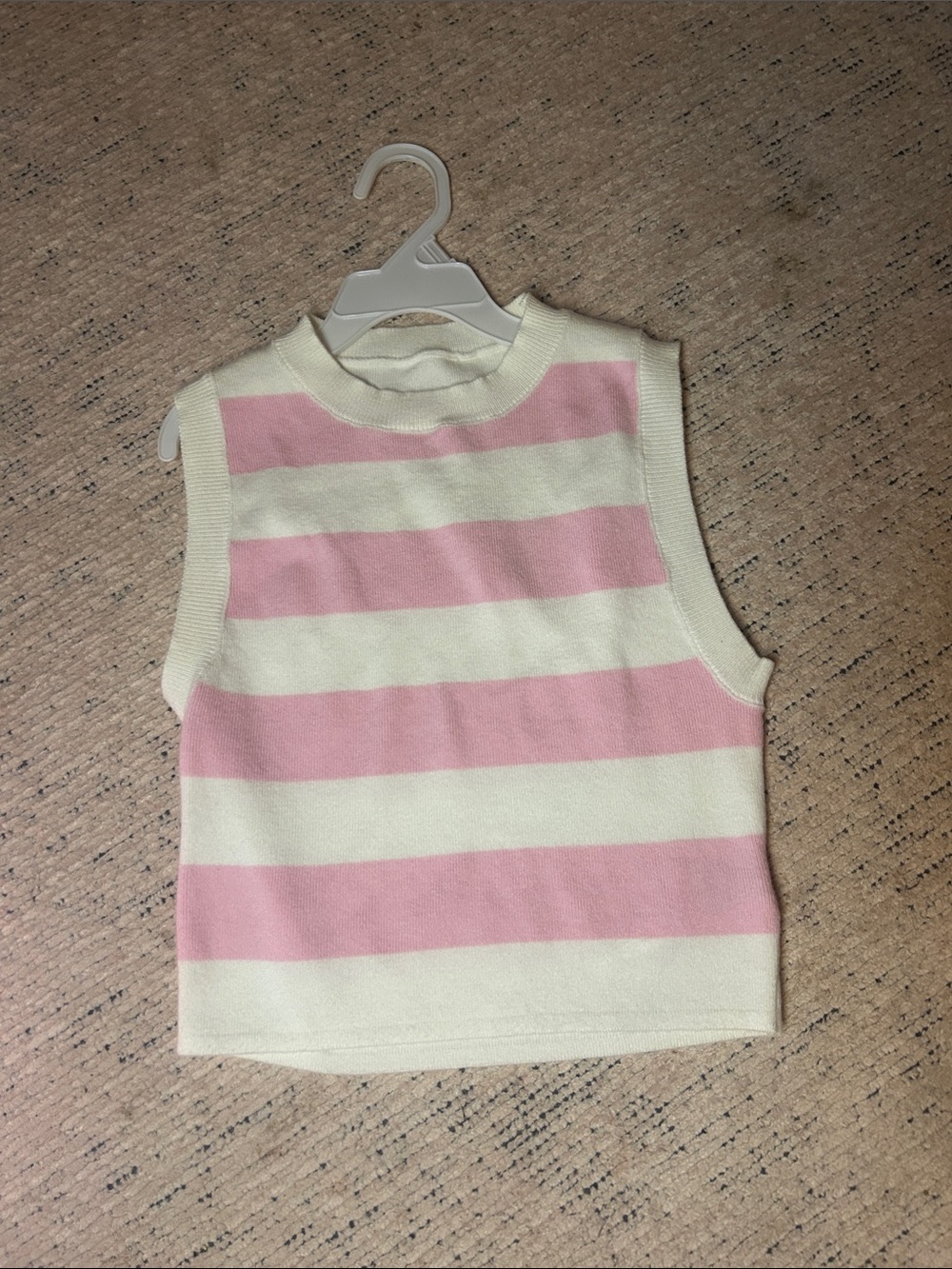Amazon Pink & Cream Striped Knit Tank Top